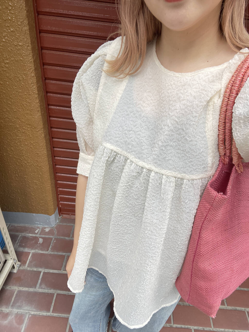 sheer boucle blouse (ivory) *JP