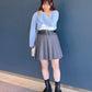 pleated skirt with belt (light grey) *JP