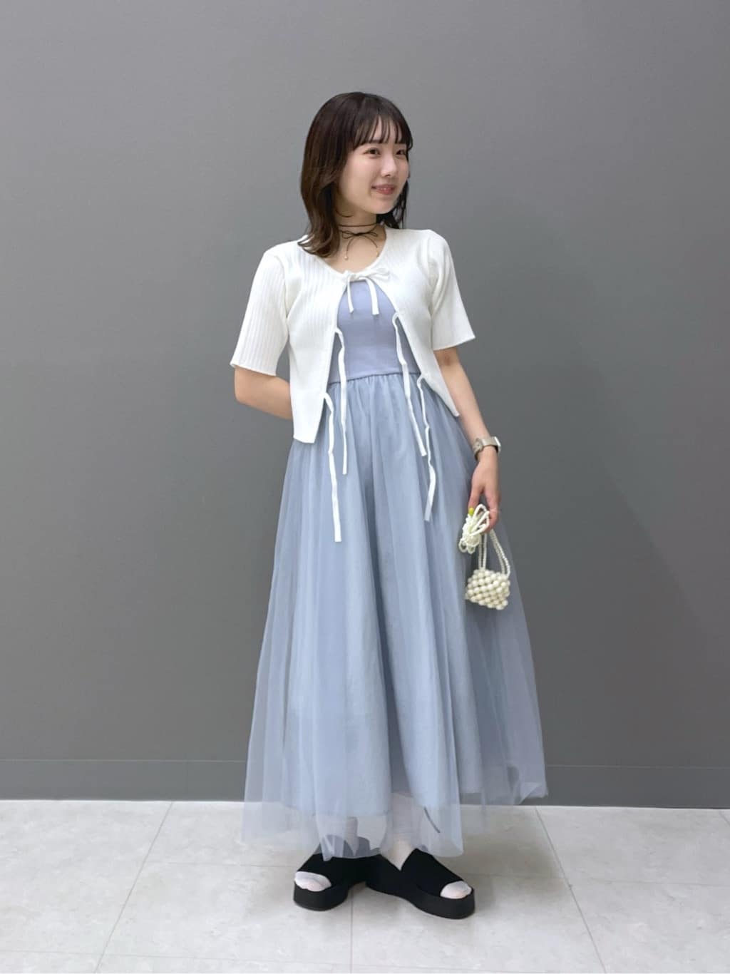 back cross cami dress (blue) *JP