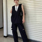 knee slit 2-way pants (navy striped) *JP