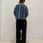 front zip striped cardigan (gray mix) *JP