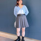 pleated skirt with belt (light grey) *JP