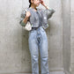 hem slit denim pants (sax blue) *JP