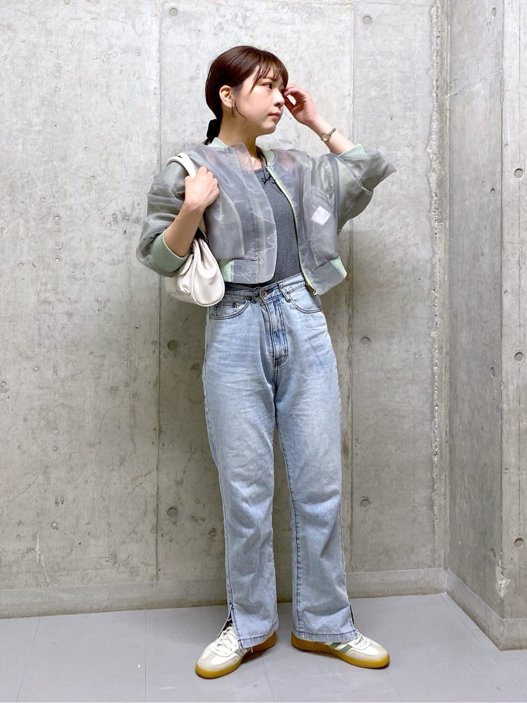 hem slit denim pants (sax blue) *JP