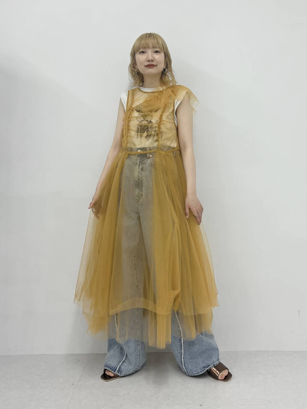 『高橋愛×KBF』frilled tulle dress (apricot) *JP