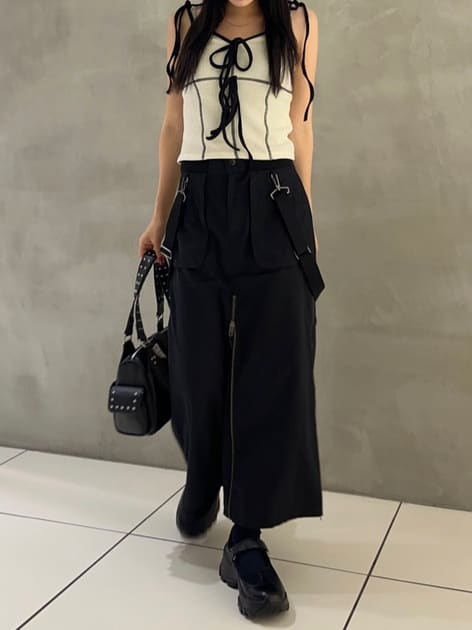 suspender maxi skirt (black) *JP