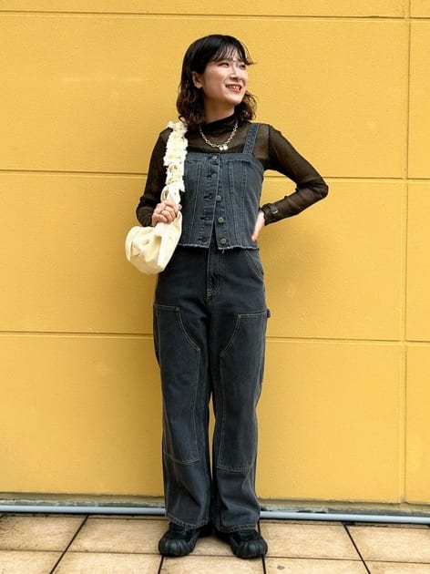 multiway denim tube top (black) *JP