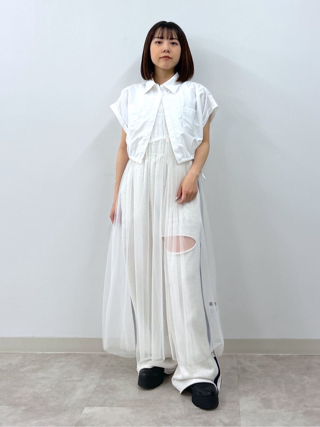 w pocket shirt dress set (white) *JP