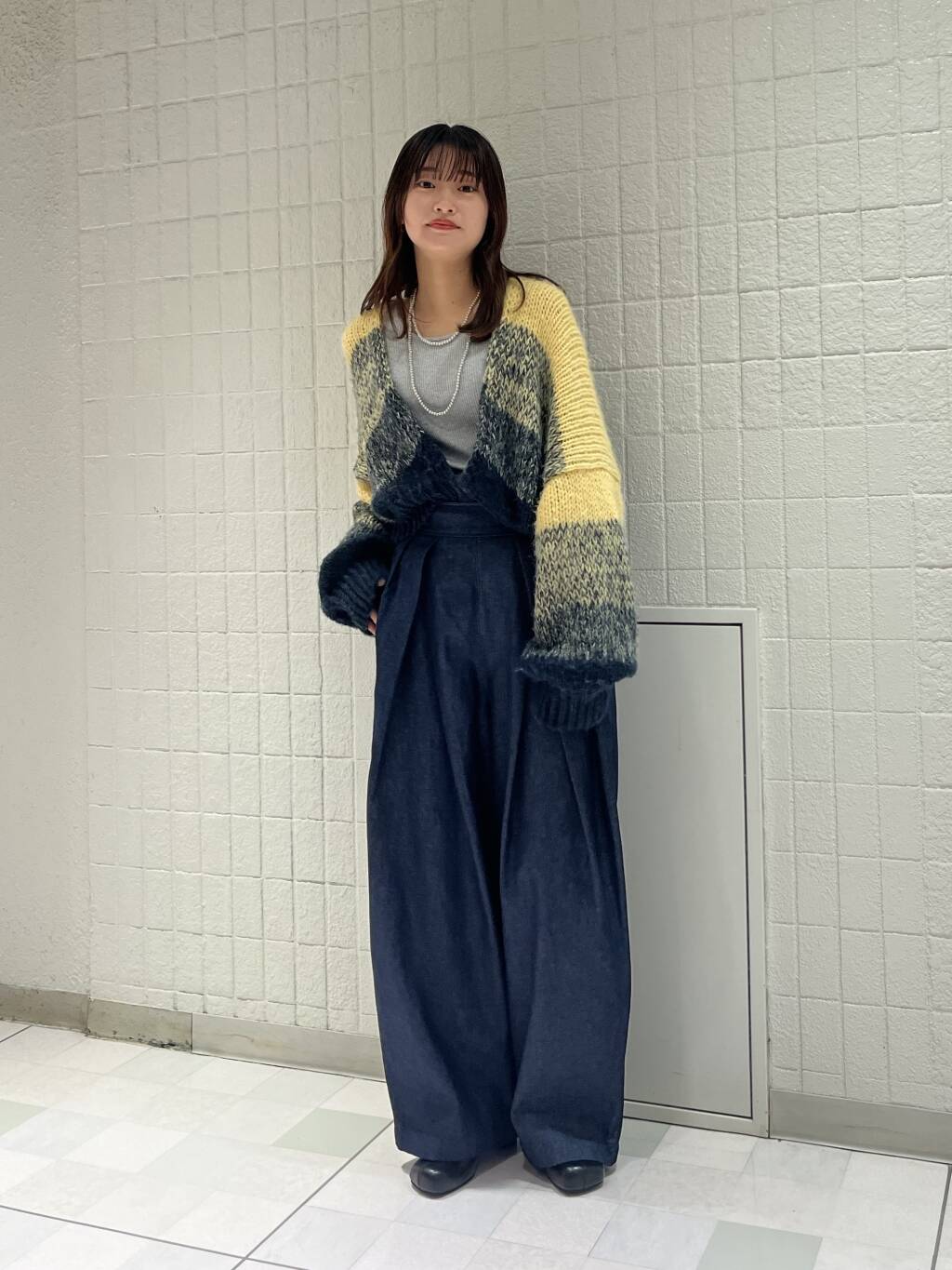 gradient short cardigan (navy mix) *JP