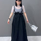 2way nylon gathered skirt (black) *JP