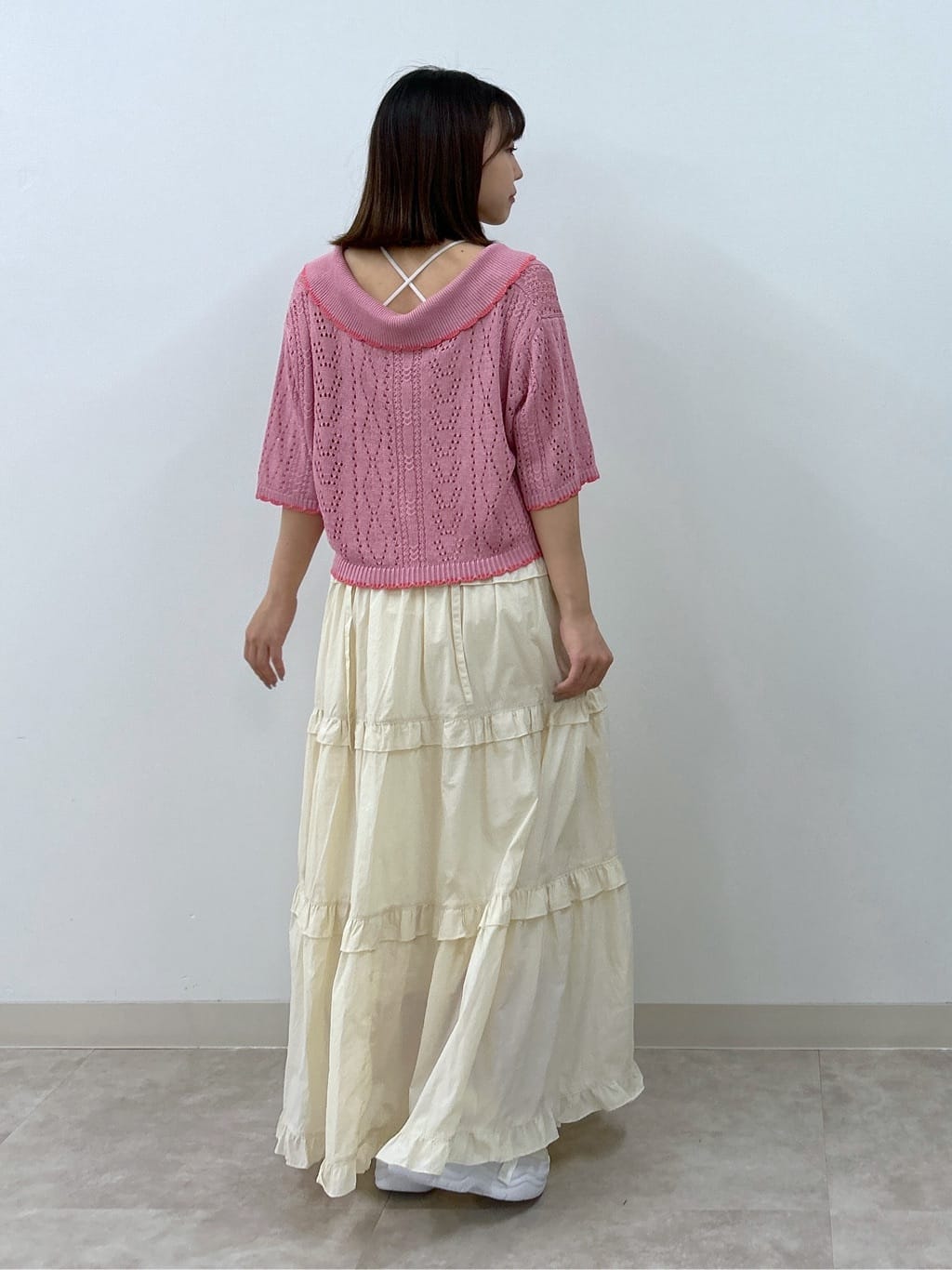 openwork color cardigan (pink) *JP