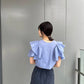 multi-way ruffle blouse (lilac blue) *JP