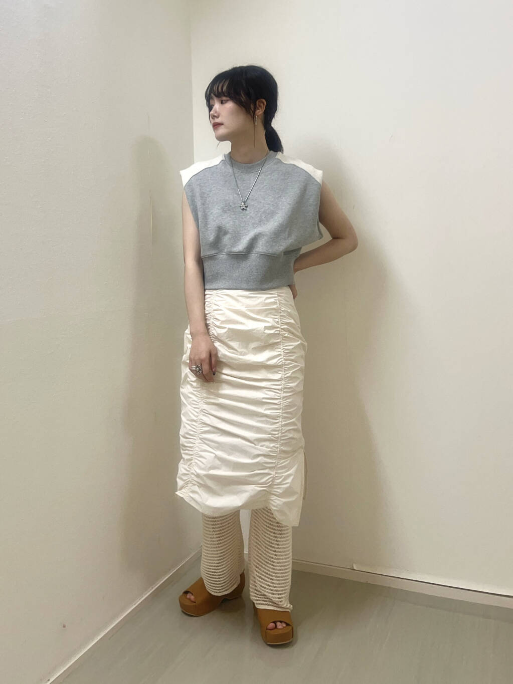 『高橋愛×KBF』shirred skirt pants set (ivory) *JP