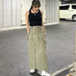 suspender maxi skirt (light khaki) *JP