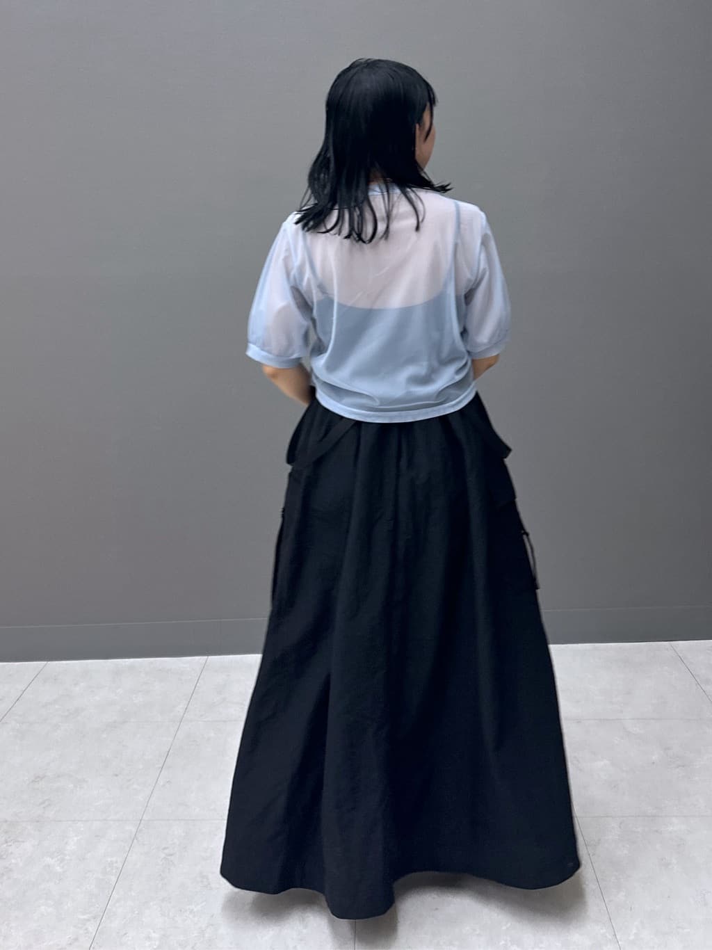 front draw sheer top (blue) *JP