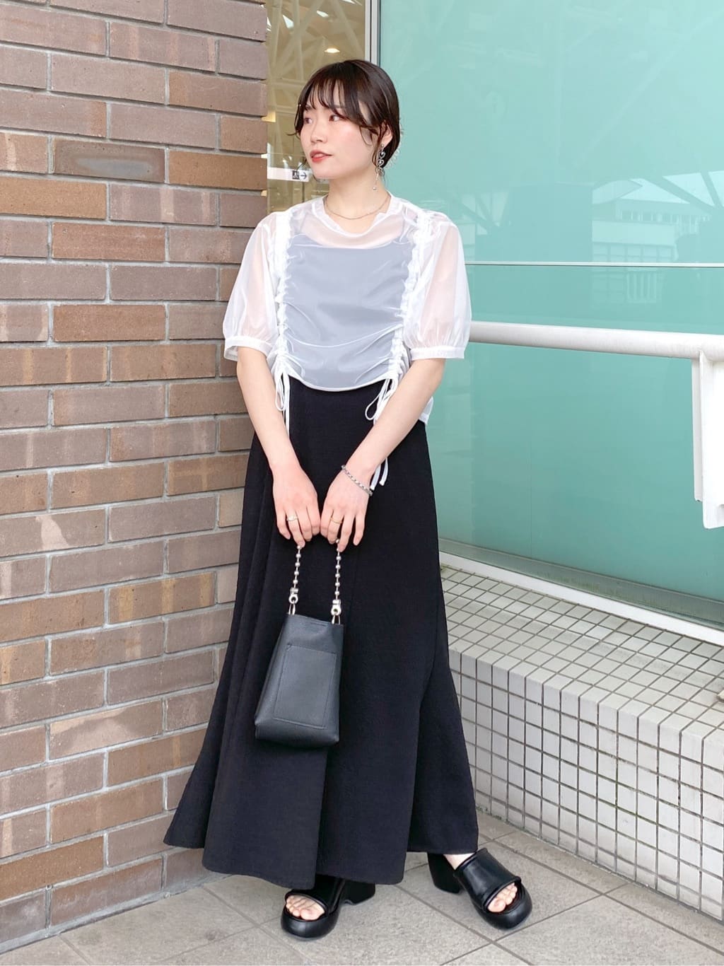 front draw sheer top (white) *JP