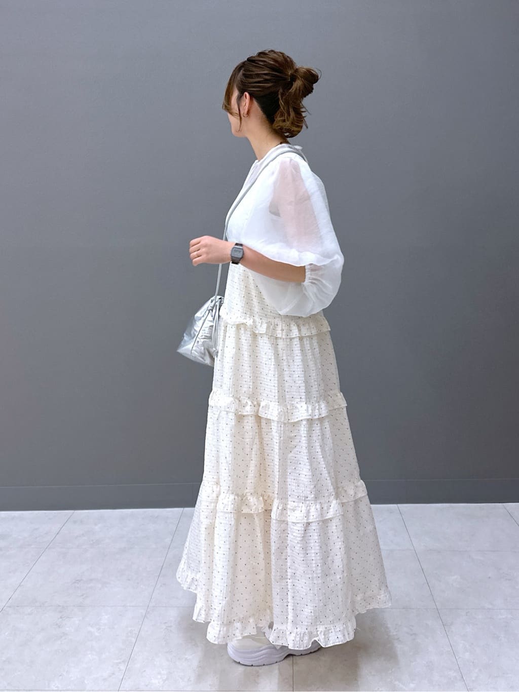 organdy volume blouse (white) *JP