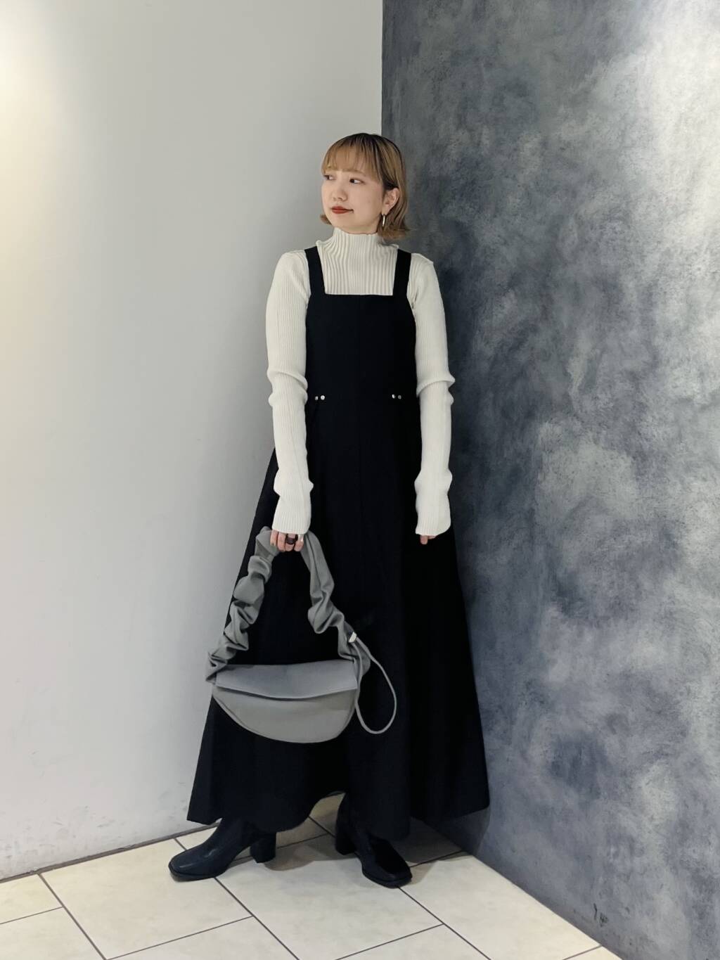 front tuck jumper skirt (black) *JP