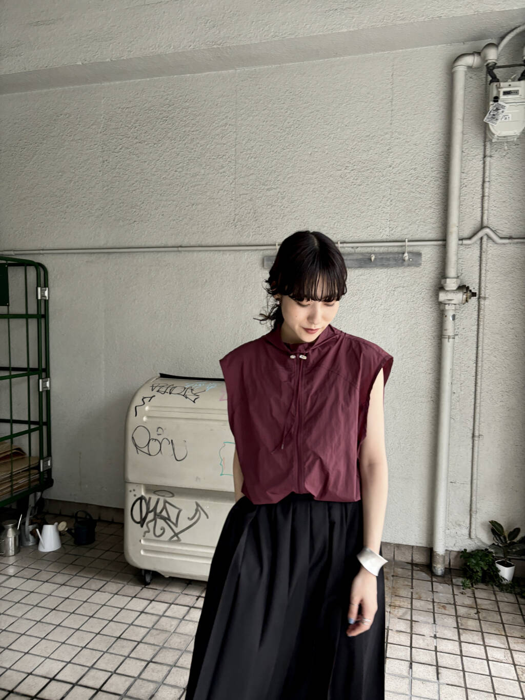 compact ZIP vest (bordeaux) *JP