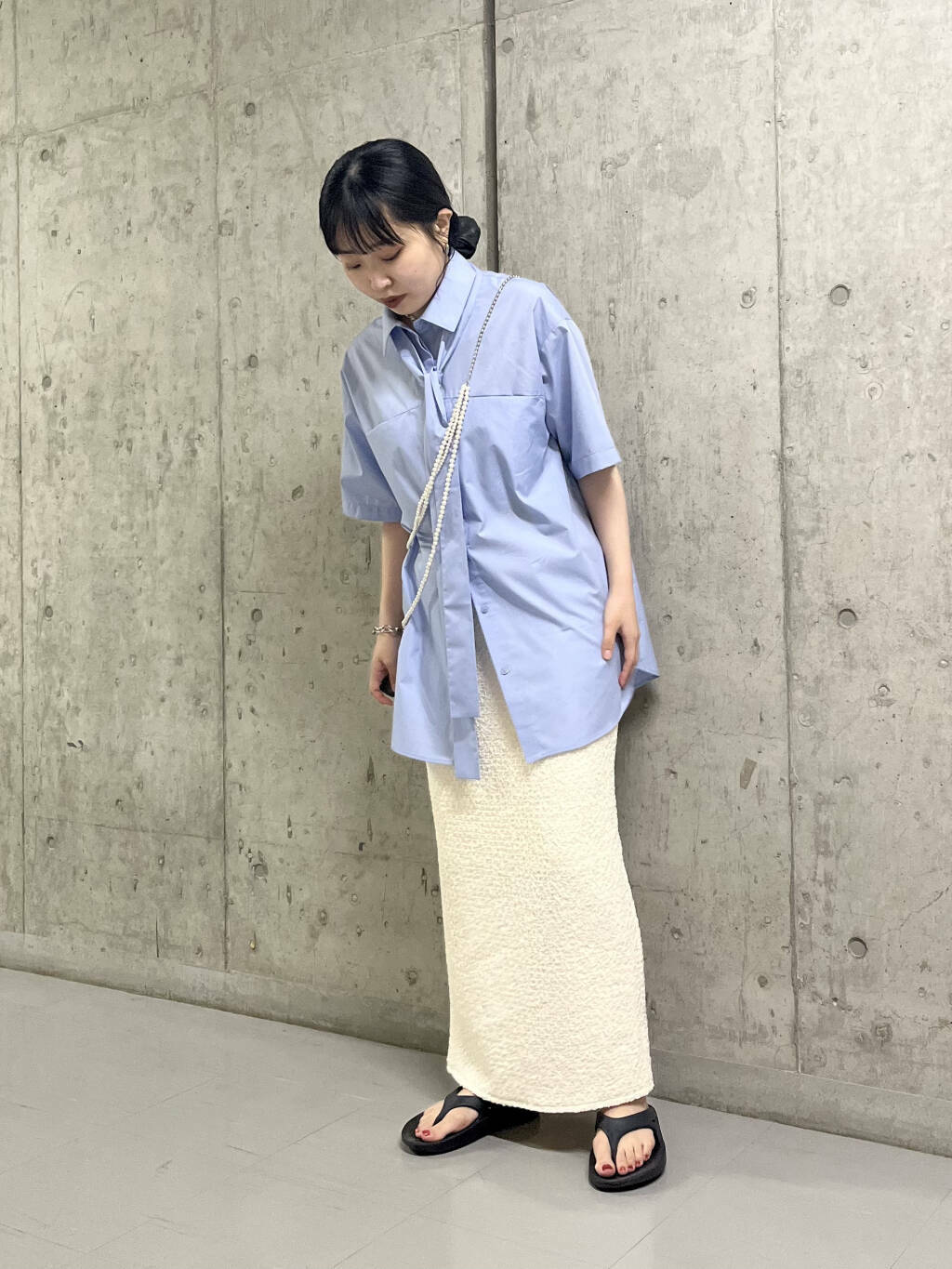 tie set long shirt (blue) *JP