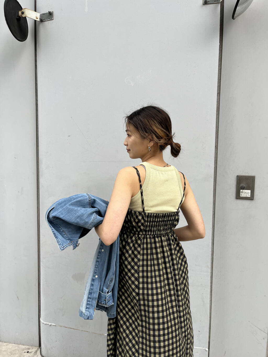 switching maxi cami dress (khakimix) *JP