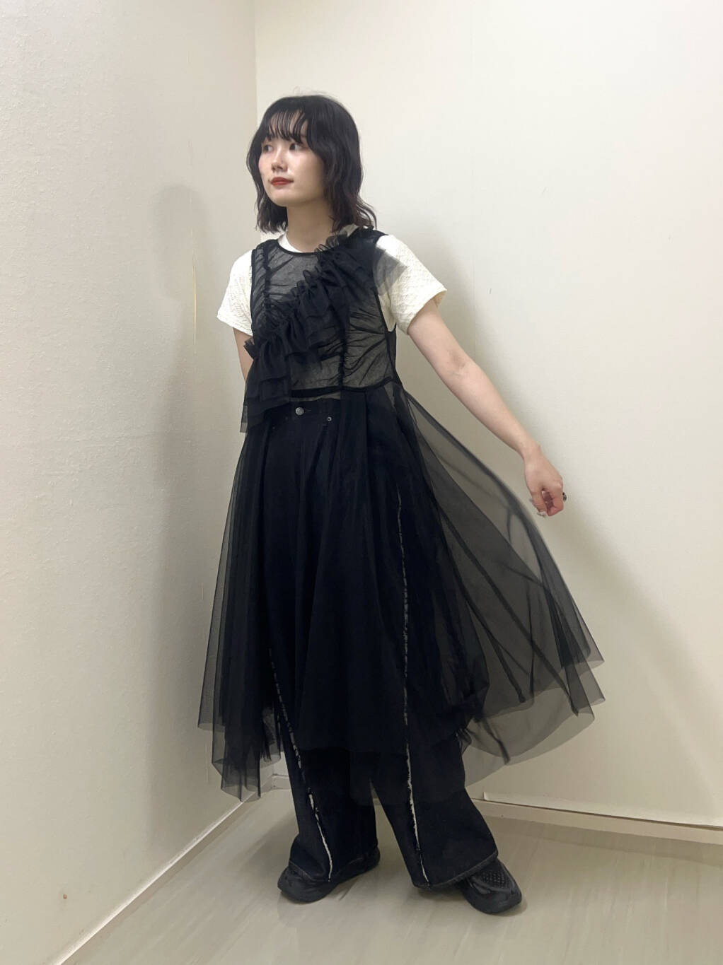 『高橋愛×KBF』frilled tulle dress (black) *JP