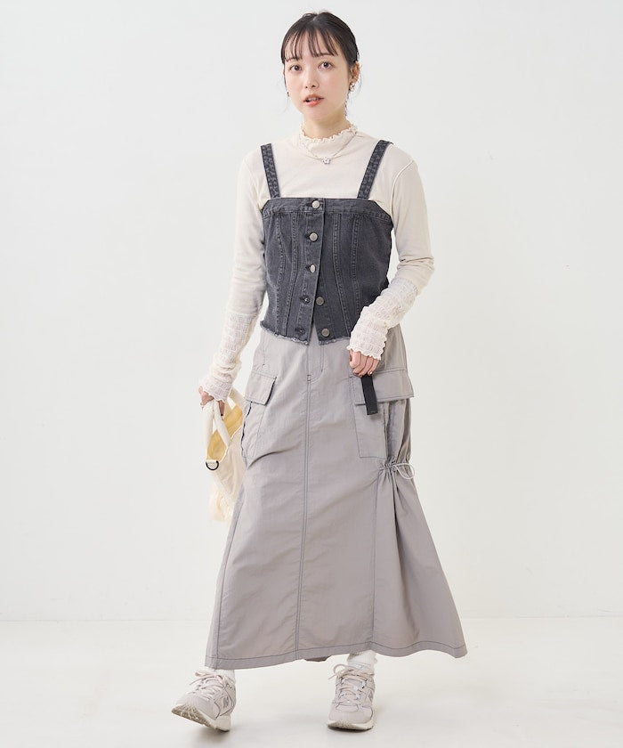 multiway denim tube top (black) *JP