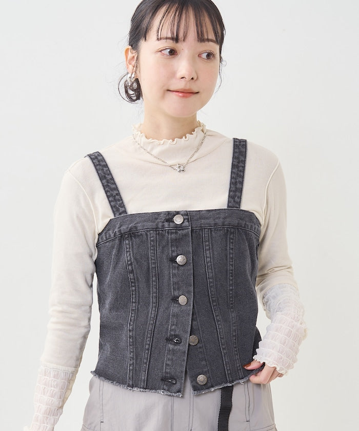 multiway denim tube top (black) *JP