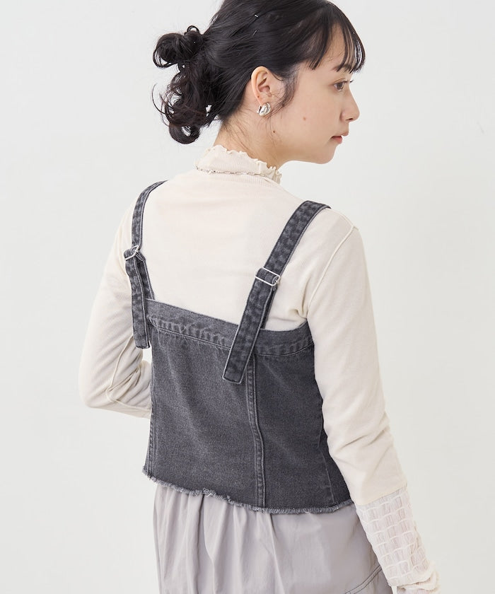 multiway denim tube top (black) *JP