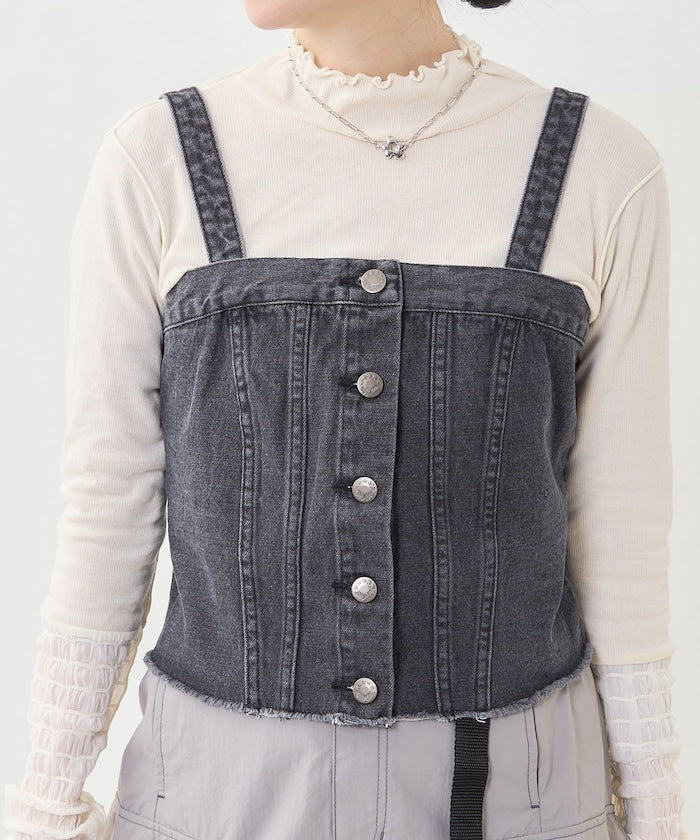 multiway denim tube top (black) *JP