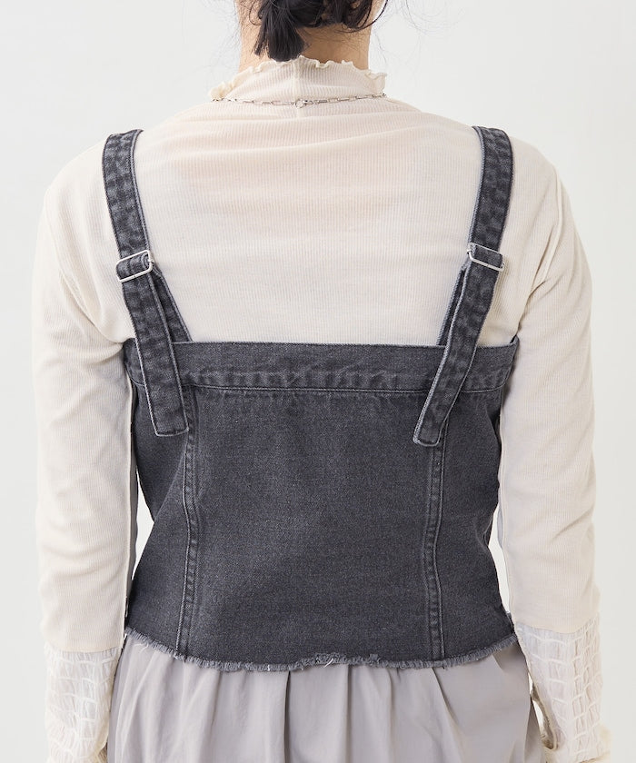 multiway denim tube top (black) *JP