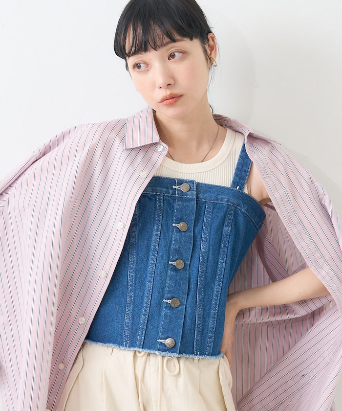 multiway denim tube top (blue) *JP