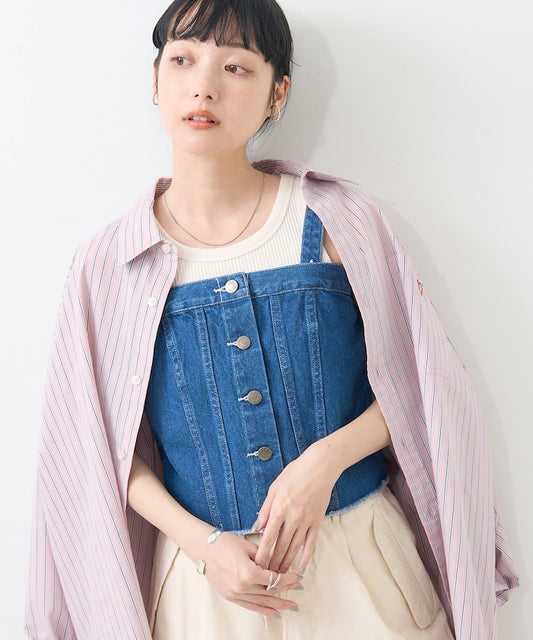 multiway denim tube top (blue) *JP