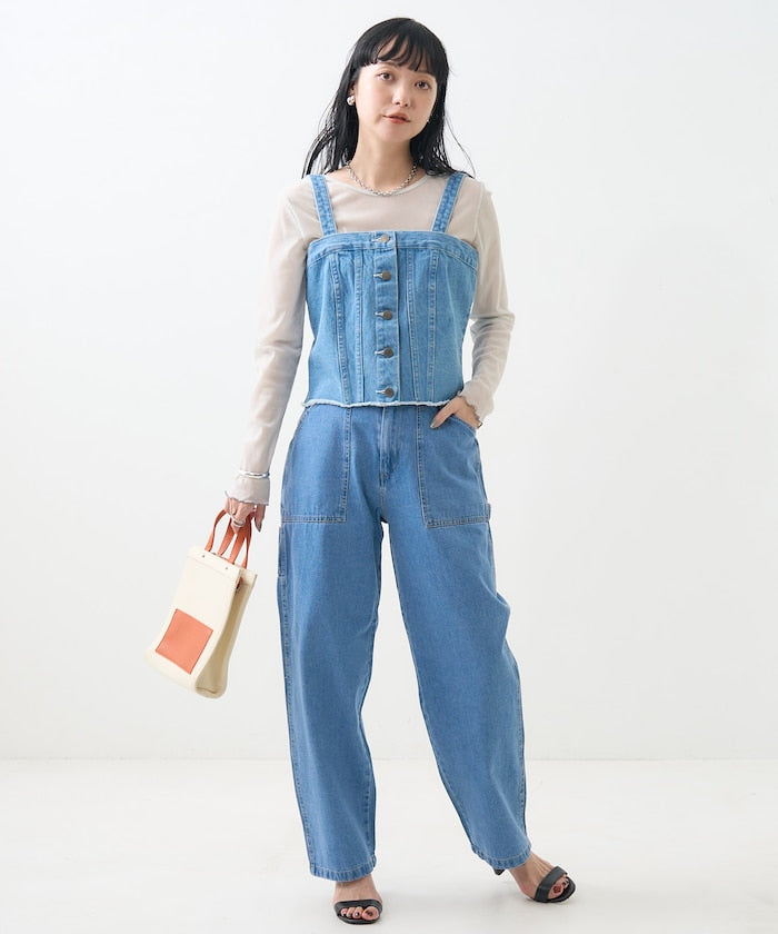 multiway denim tube top (sax blue) *JP