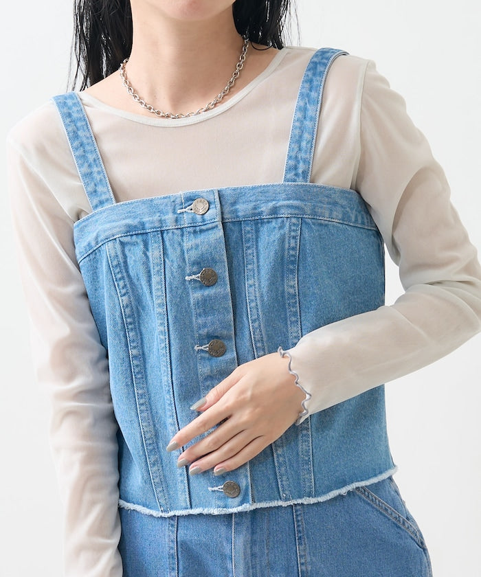 multiway denim tube top (sax blue) *JP