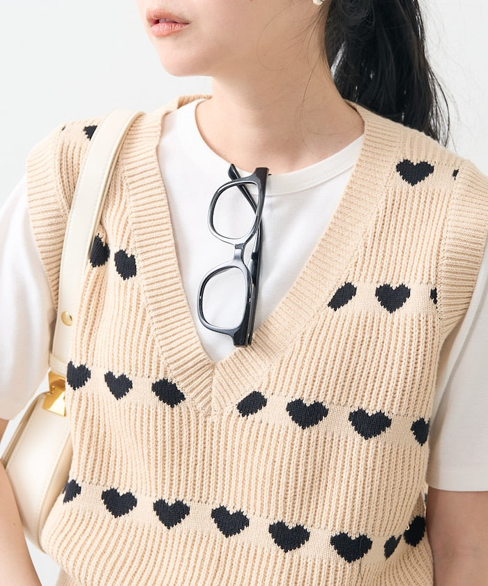 heart sleeveless top (beige) *JP