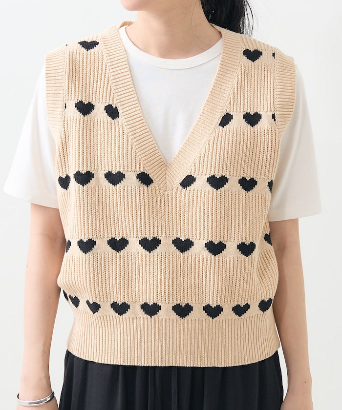 heart sleeveless top (beige) *JP