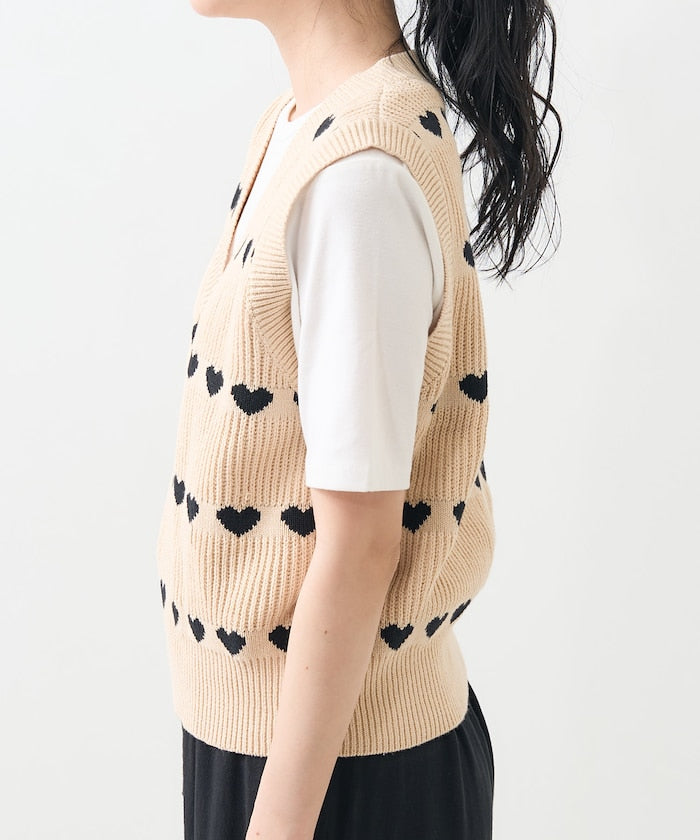 heart sleeveless top (beige) *JP