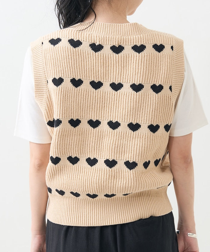 heart sleeveless top (beige) *JP