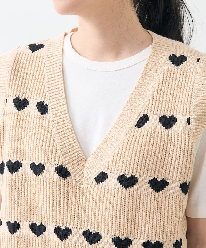 heart sleeveless top (beige) *JP