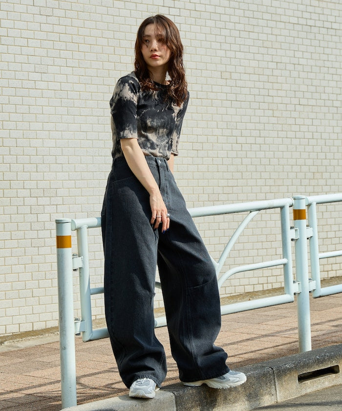 curve line tuck jeans (grey) *JP