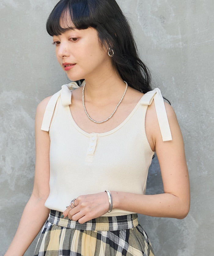 milled ribbon tank top (white) *JP