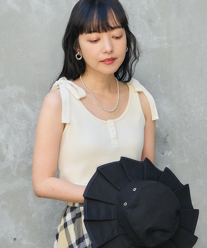 milled ribbon tank top (white) *JP