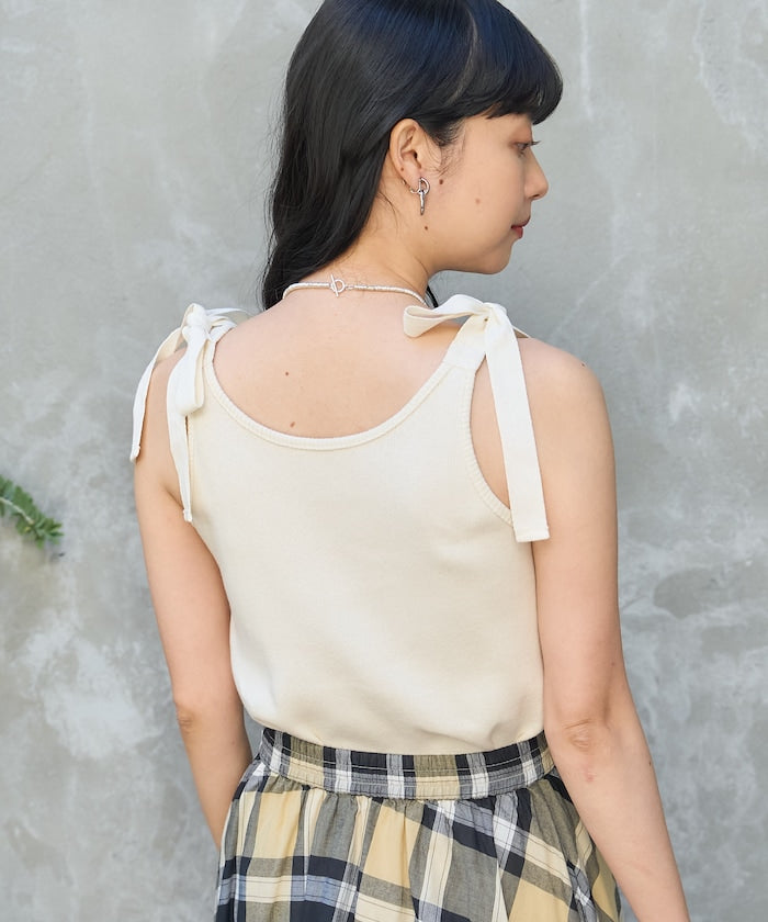 milled ribbon tank top (white) *JP