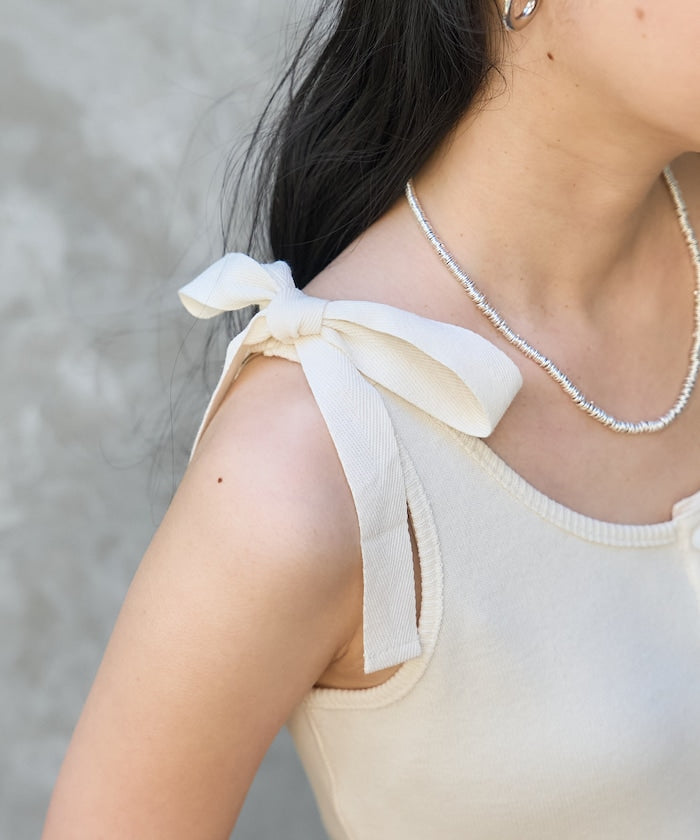 milled ribbon tank top (white) *JP