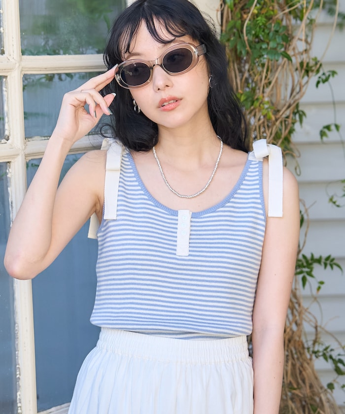 milled ribbon tank top (sax blue) *JP