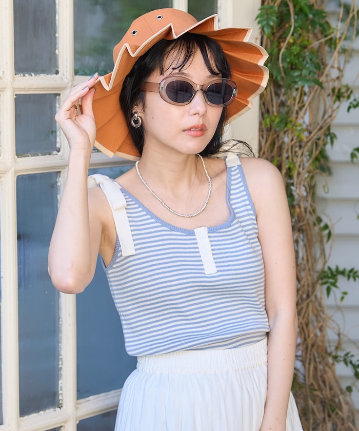 milled ribbon tank top (sax blue) *JP