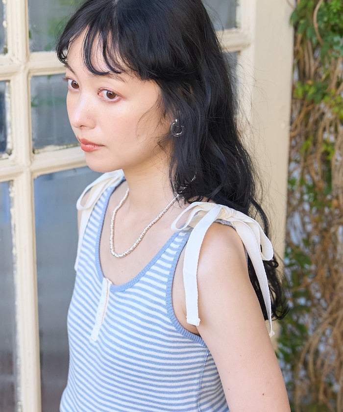 milled ribbon tank top (sax blue) *JP