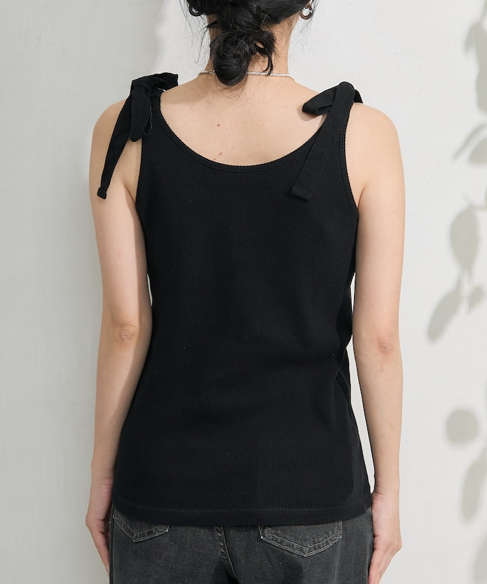 milled ribbon tank top (black) *JP