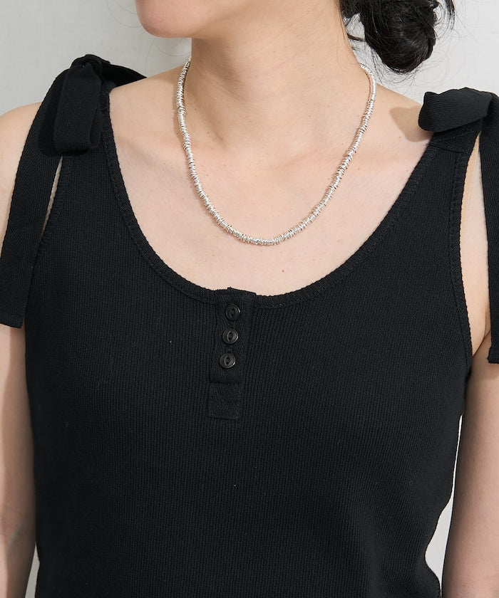 milled ribbon tank top (black) *JP